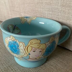 Disney Store Princess Cinderella Flowers Butterflies Novelty Blue Mug Fairy